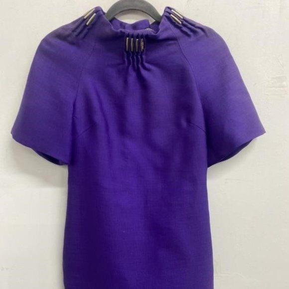 Versace Dresses & Skirts - Vintage Versace Dress open back Seta Silk Lana Wool Purple Italian Luxury sz 38